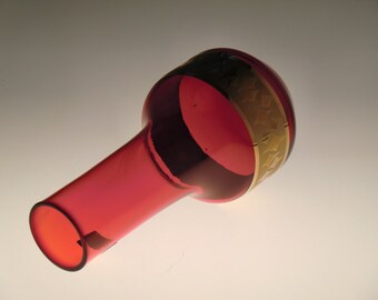 Czech Bohemian Chlum U Trebone Art Glass Ruby Gold Hand Made Vase