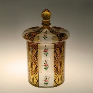 Bohemian Czech Kamenicky Senov Steinschönau Art Nouveau Glass Painted Big Dose Bowl