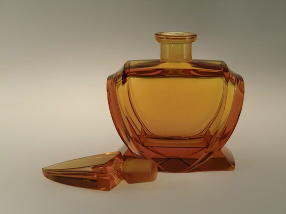 Bohemian Czech Art Deco Cubist Cut Glass Perfume … - image 5