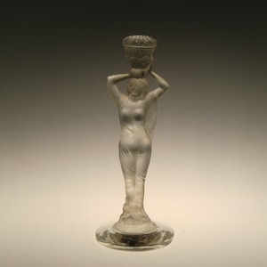 Bohemian Czech Schlevogt Ingrid Art Deco Topless Girl Glass Statue TOP RARE