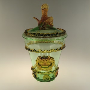 Boho Tschechische Chribska Art Glas Dose Schale von Josef Hospodka SEHR SELTEN