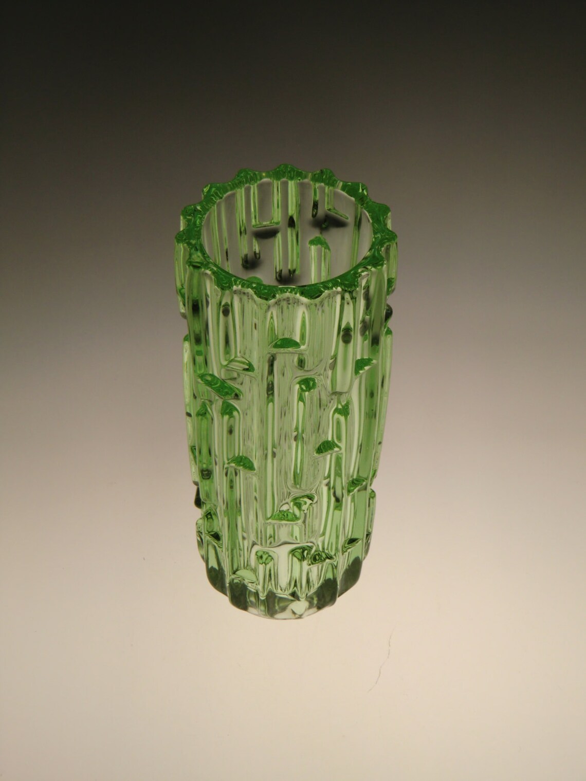 Czech Bohemian Art Glass Green Vase by Frantisek Vizner Etsy