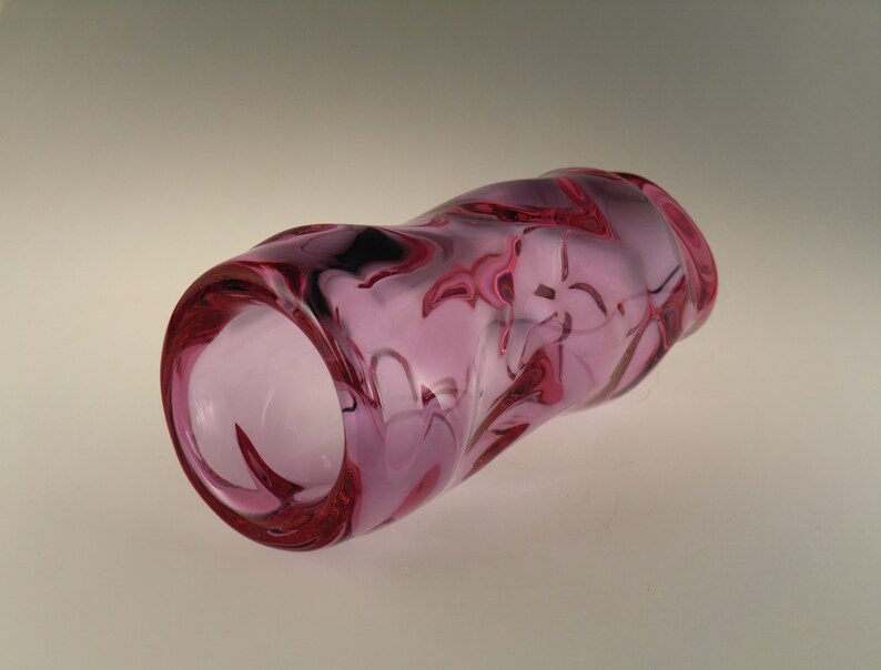 Bohemian Czech Chribska Glassworks Art Glass Royalit Cranberries Vase by Josef Hospodka