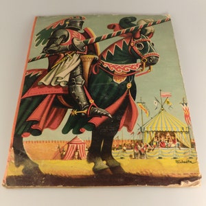 TOP RARE Boho Czech Vojtech Kubasta Torneo dei Cavalieri Medievali Decorazione di carta Visualizza pop-up Leporello