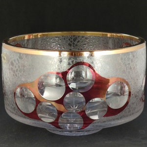 Czech Bohemian Lead Crystal Cut Glass Bowl Dish image 1