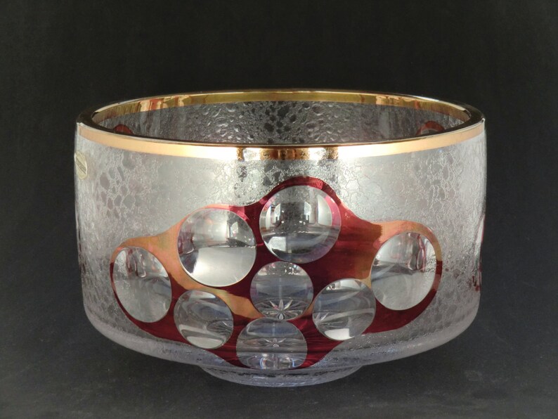 Czech Bohemian Lead Crystal Cut Glass Bowl Dish image 1