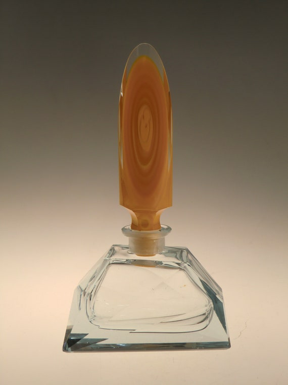 Bohemian Czech Art Deco Cut Glass Perfume Bottle … - image 2