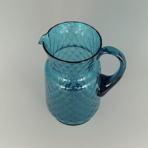Bohemian Czech Art Glass Blue Pitcher Jug image 2