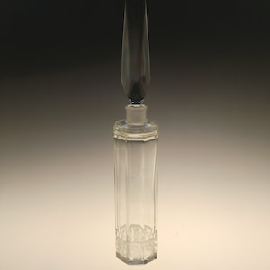 Bohemian Czech Art Deco Crystal Clear Cut Glass Perfume Bottle