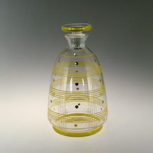 Bohemian Czech Art Deco Glass Carafe Liquor Bottle by Podbira brothers Haida