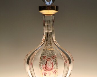 Bohemian Czech Moser Art Deco Glass Perfume Bottle Flacon