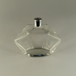 Bohemian Czech Art Deco Crystal Clear Cut Glass Perfume Bottle Flacon