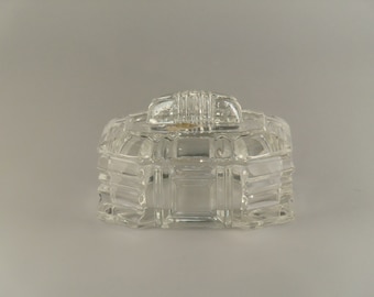 Bohemian Czech Art Deco Clear Glass  Dose Jewelry Box