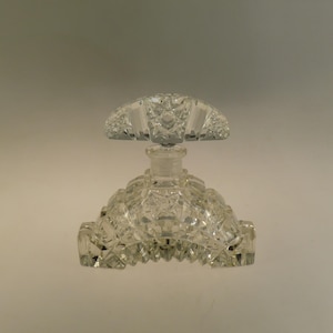 Bohemian Czech Art Deco Crystal Clear Cut Glass Perfume Bottle Flacon