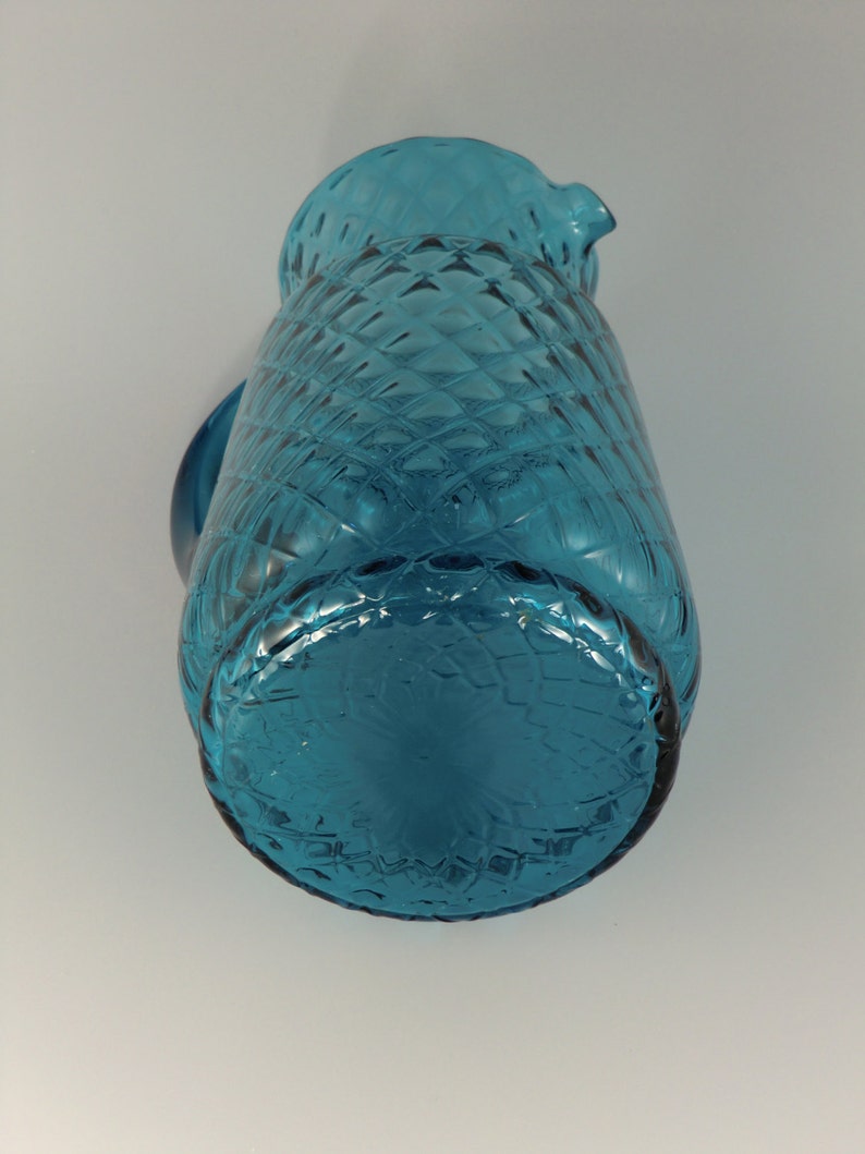 Bohemian Czech Art Glass Blue Pitcher Jug image 5