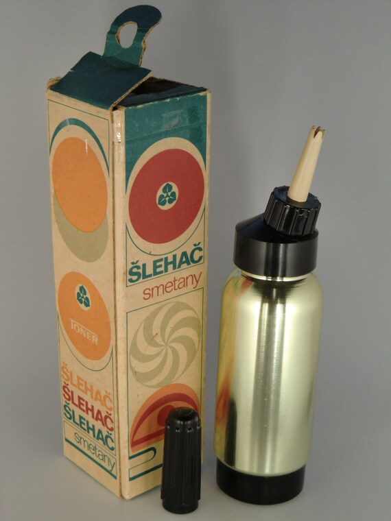 Boho Czechoslovakian Retro Sahne Flasche