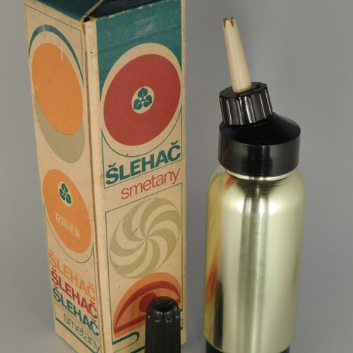 Bohemian Czech Czechoslovakian Retro Whipped shops Cream Bottle