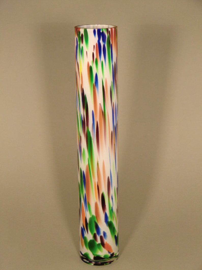 Czech Bohemian Art Glass Splatter Vase image 1