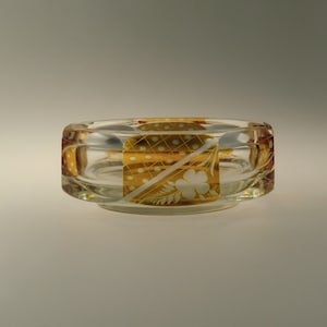 Bohemian Czech Art Deco Cut Glass Ashtray by Karel Palda Haida