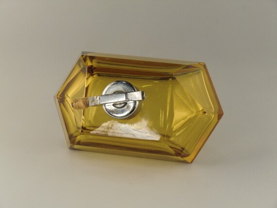 Bohemian Czech Art Deco Amber Hand Cut Glass Perf… - image 5