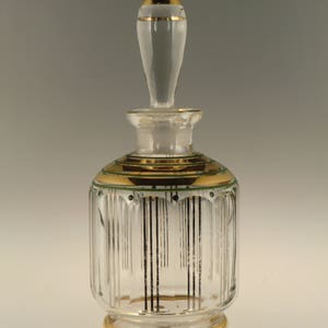 Bohemian Czech Art Deco Gold Hand Painted Enamels Glass Perfume Bottle + Free Gift Perfume Bottle by Podbira brothers