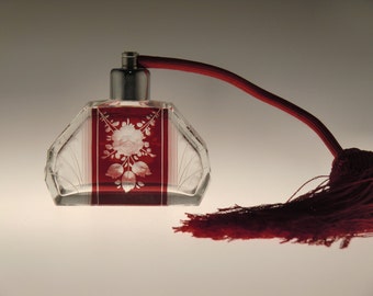 Bohemian Czech Art Deco Glass Perfume Bottle by Karel Palda
