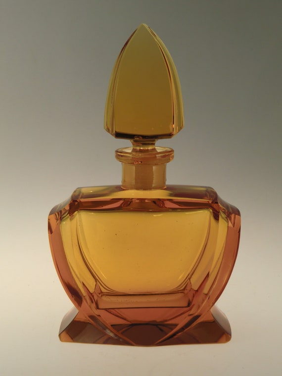 Bohemian Czech Art Deco Cubist Cut Glass Perfume … - image 2