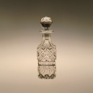 Bohemian Czech Art Deco Crystal Clear  Cut Glass Perfume Bottle