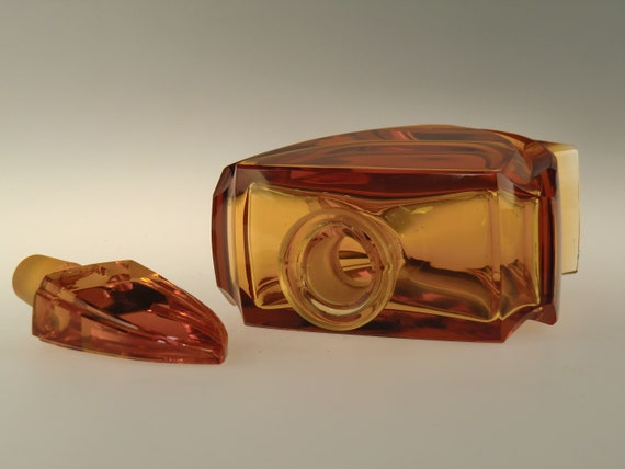 Bohemian Czech Art Deco Cubist Cut Glass Perfume … - image 6