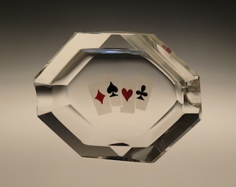 Bohemian Czech Curt Schlevogt Art Deco Crystal Clear Cut Glass Ashtray