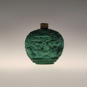 Bohemian Czech Curt Schlevogt Jade Malachite Glass Perfume Bottle