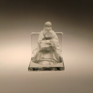 Bohemian Czech Art Deco Glass Sitting Girl Figurine Sculpture Paperweight Book Stopper by Schlevogt RARE