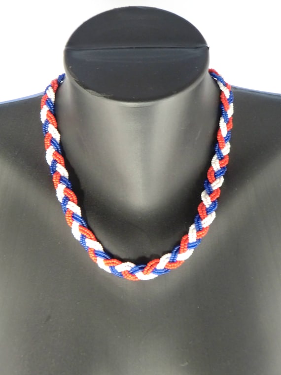 COLLIER Bohème Perles De Verre Noir Gablonz - Longueur 19.6 Pouces (~50 Cm), Vintage, Verre Tchèque