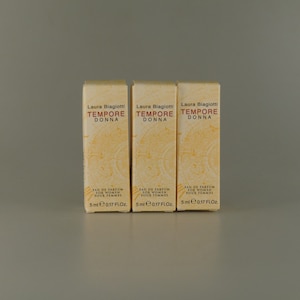 Laura Biagiotti Tempore Donna for Woman Eau de Parfum Lot of 3pcs. Miniatures 0.17 fl.oz. / 5ml (15ml)