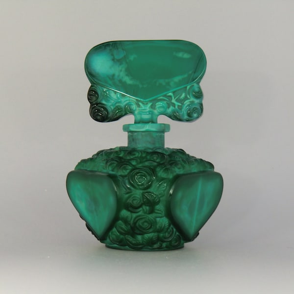 Bohemian Czech Art Deco Curt Schlevogt Ingrid Malachite Jade Glass Perfume Bottle