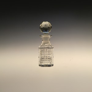 Bohemian Czech Art Deco Crystal Clear Cut Glass Perfume Bottle Flacon