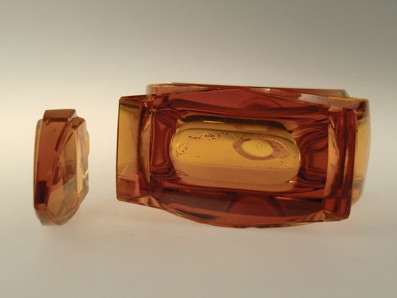 Bohemian Czech Art Deco Cubist Cut Glass Perfume … - image 8