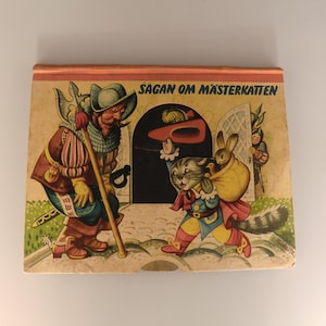 Bohemian Czech Vojtech Kubasta - Puss in Boots - Sagan om Masterkatten - Story Pop-Up View Leporello Book