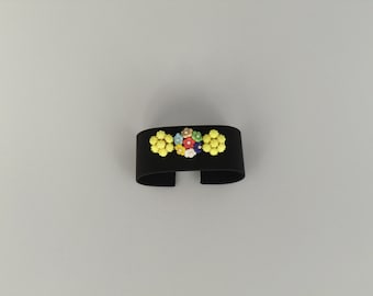 Vintage Bohemian Czech Art Nouvea Brooch - Glass Flowers