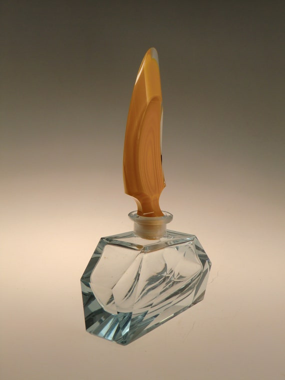 Bohemian Czech Art Deco Cut Glass Perfume Bottle … - image 6