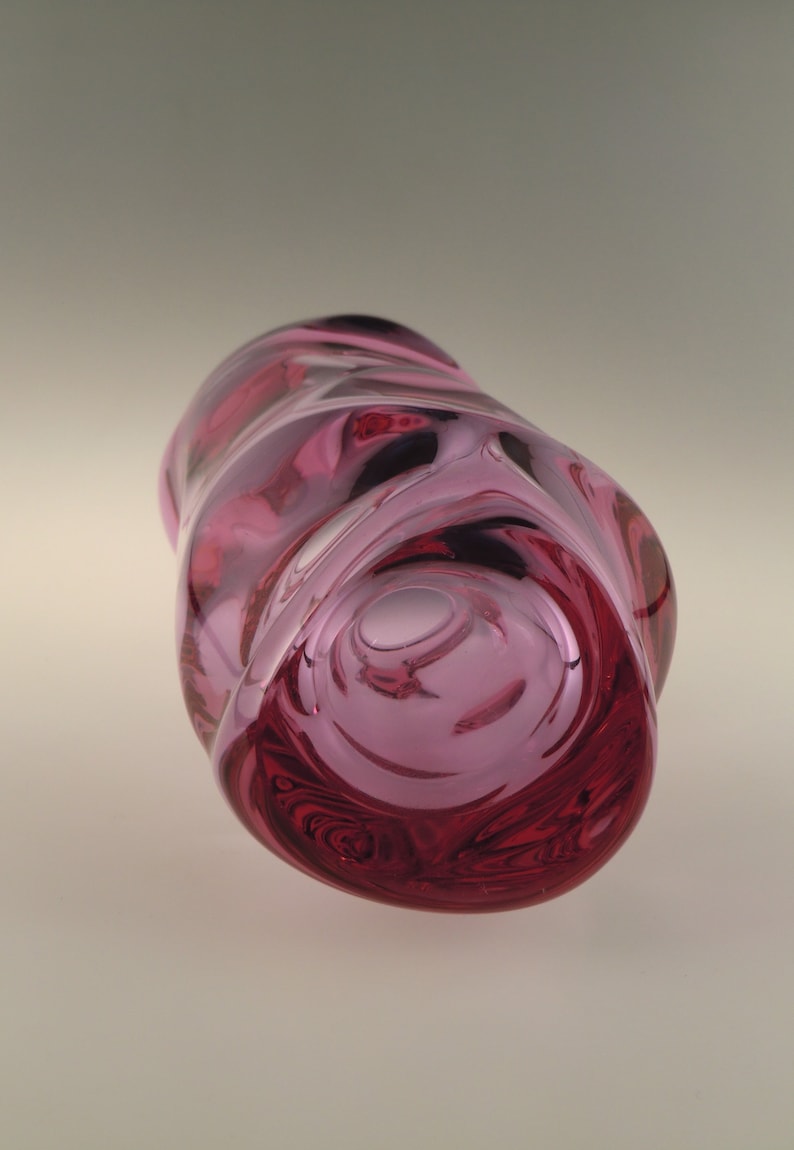 Bohemian Czech Chribska Glassworks Art Glass Royalit Cranberries Vase by Josef Hospodka