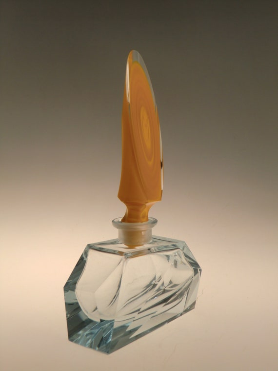 Bohemian Czech Art Deco Cut Glass Perfume Bottle … - image 3