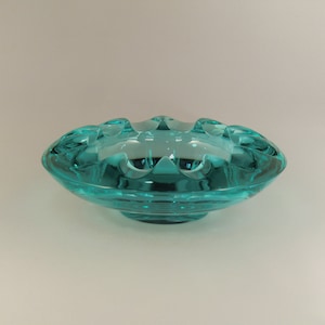 Bohemian Czech Turquoise Beryl Art Glass Ashtray by Adolf Matura for Sklo Union + Free Gift Pin