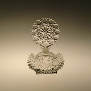 Bohemian Czech Art Deco Crystal Clear  Cut Glass Perfume Bottle Flacon