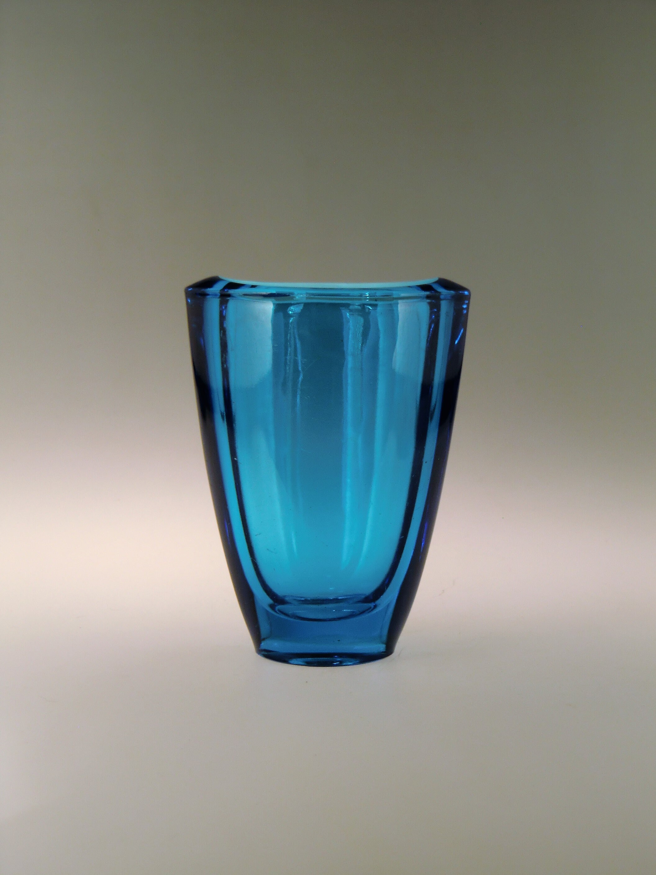 Bohemian Czech  Rudolfova Hut Art Glass Pressed Blue Vase by Vaclav Hanus