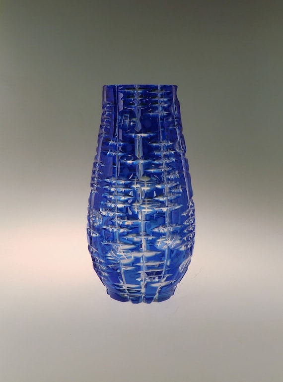 Bohemian Czech Art Glass Borocrystal Exbor Dual Vase by Karel