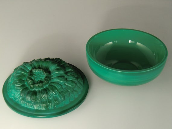 Bohemian Czech Art Deco Malachite Jade Glass Perf… - image 7