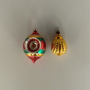 Bohemian Czech Vintage Christmas Glass Ornaments Hand Blown Hand Painted