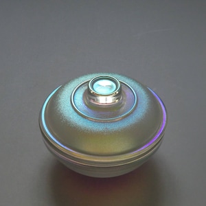 Bohemian Czech Sklo Union Art Glass Iris Iridescent Glass Dose Powder Box