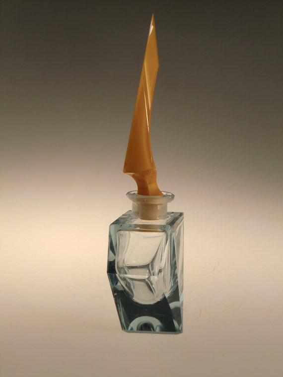 Bohemian Czech Art Deco Cut Glass Perfume Bottle … - image 7
